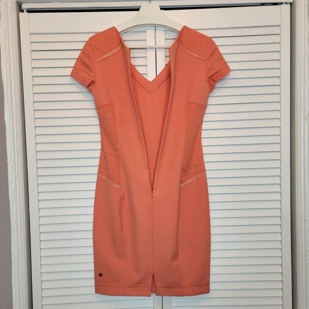 VTG HUGO BOSS‎ Short Sleeve Sheath Dress Sz 2 Orange Business Casual Old Money - Picture 6 of 13